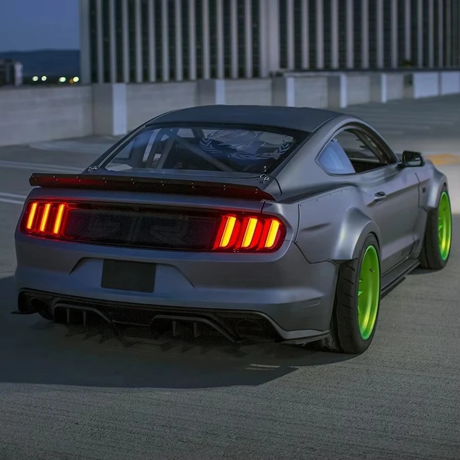 New  Black Priming Fender Flares for Mustang 2015-2017 Wide Body Kit RTR Style Bumper Wheel Eyebrow Riveted